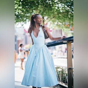 House of CB: Elegant Blue Halter Dress